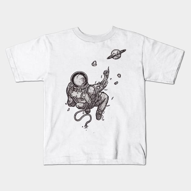 astronout flew Kids T-Shirt by pesidsg